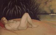 Felix Vallotton Nude sleeping on a bank Spain oil painting artist